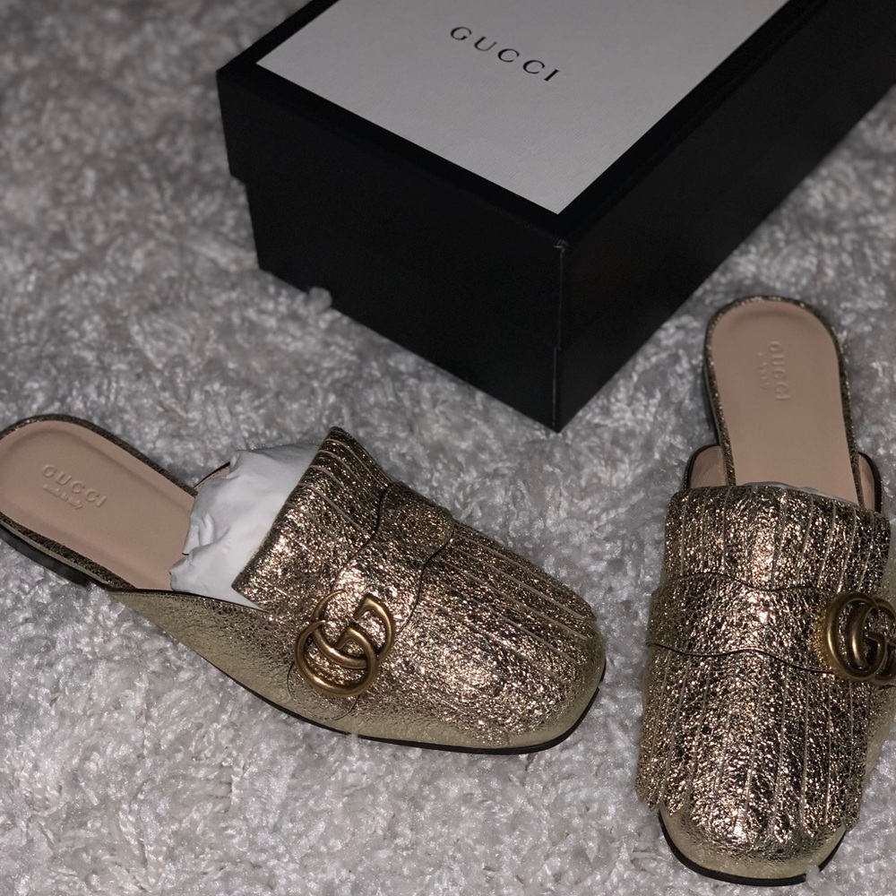 Marmont fringed backless leather mules.